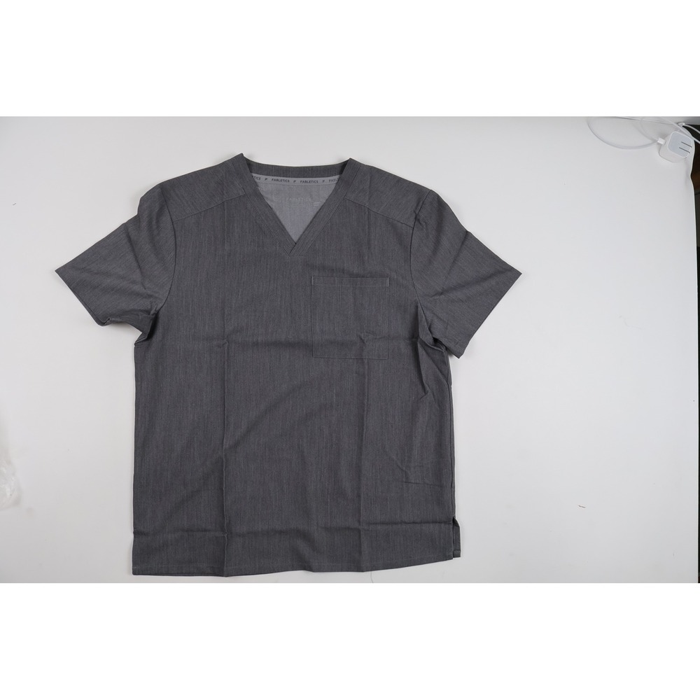 Fabletics Scrub Top V-Neck Performance Gray Heather Large NEW